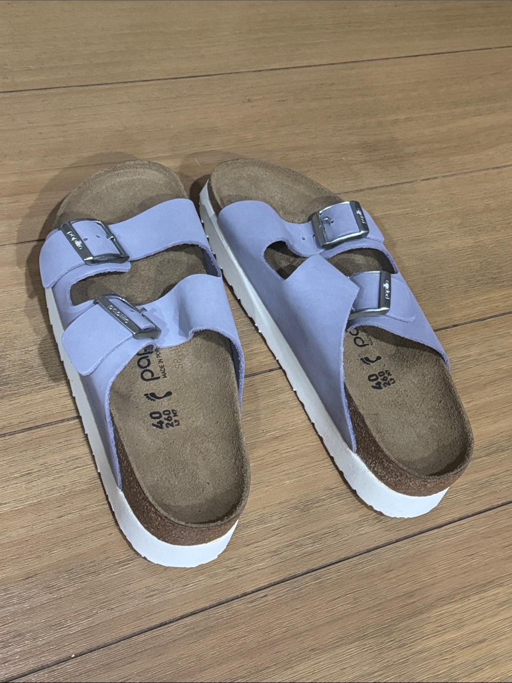 Birkenstock Papillio Arizona Platform Sandals Lavender Purple Suede EU 40 L9 M7